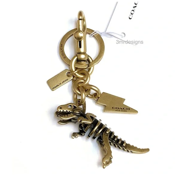 NWT COACH SMALL REXY SKELETON Brass Tone Bag Charm/Keychain - Picture 6 of 7